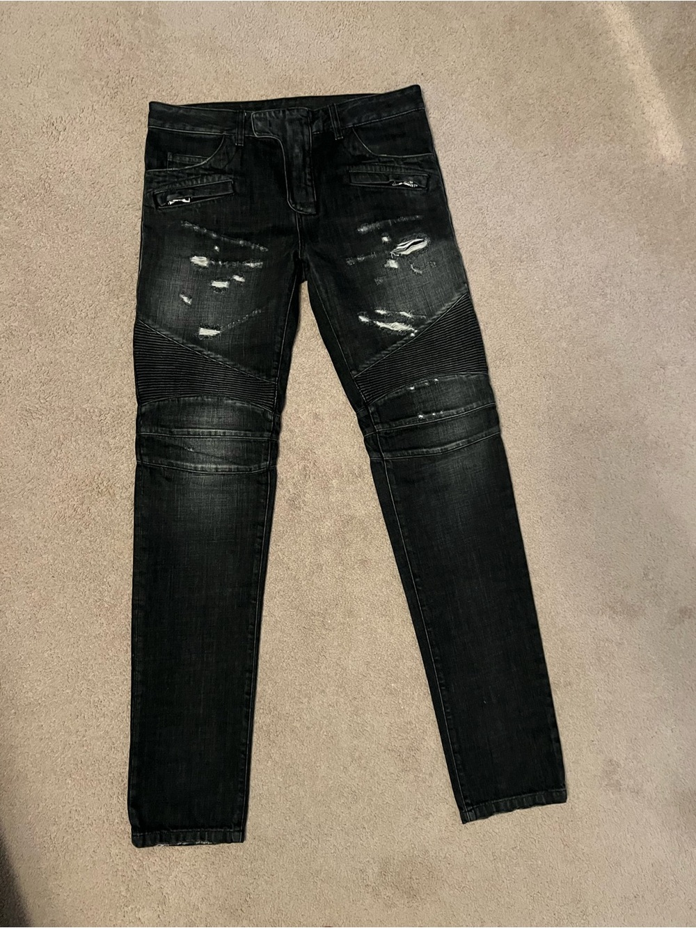Pierre Balmain Men's Distressed Black Jeans